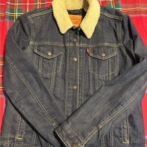 Levi's Blue Denim Jacket with Sherpa Collar